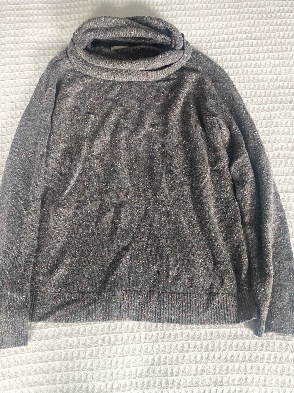 Lou & Grey Charcoal Speckled Cowlneck Sweater small